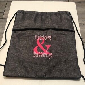 NWOT Thirty-one sling pink grey cinch thermal backpack w  Rainbows & Butterfly’s